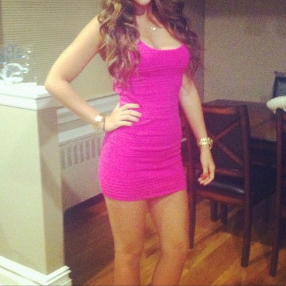 Hot Pink Dress with Open back